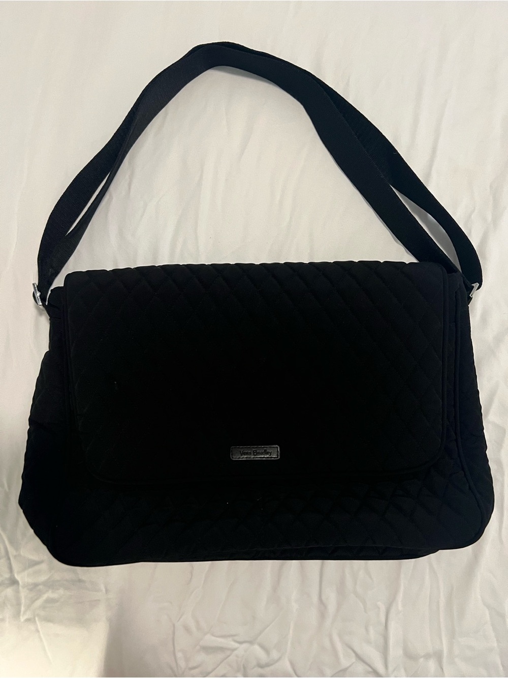 Vera Bradley Quilted Black Messenger Laptop Bag